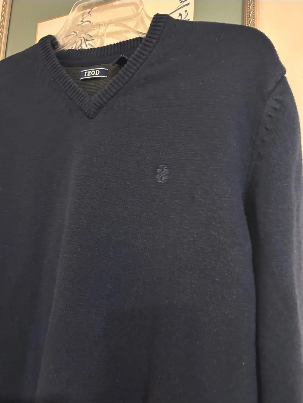 Izod Men's Dark Navy V-Neck Knit Sweater